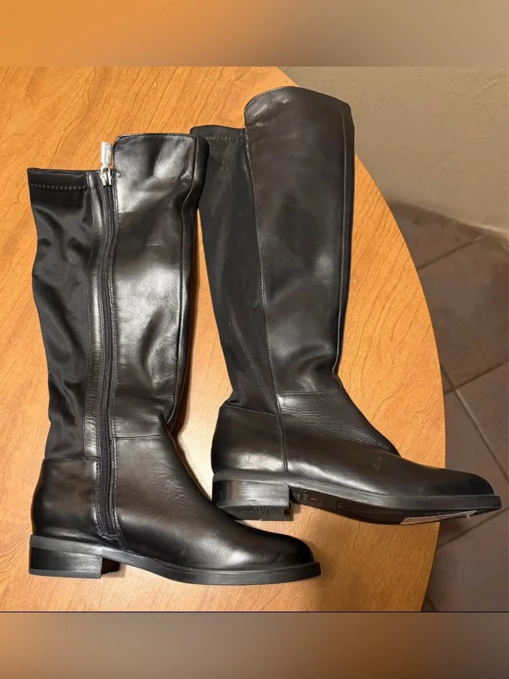 Blondo Black Leather Knee-High Zip Boots